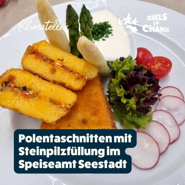 Polentaschnitten mit Steinpilzfüllung (c) Speiseamt Seestadt